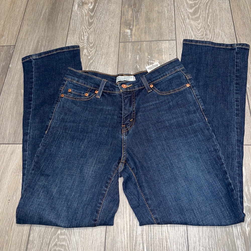 Levi's 512 Womens Jeans Size 8 Straight Perfectly Slimming Blue Denim Stretch